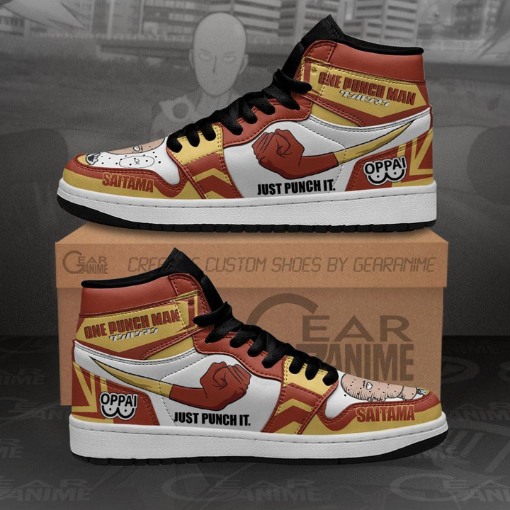 Saitama Just Punch It Sneakers One Punch Man Anime Shoes MN10 - 1 - GearAnime