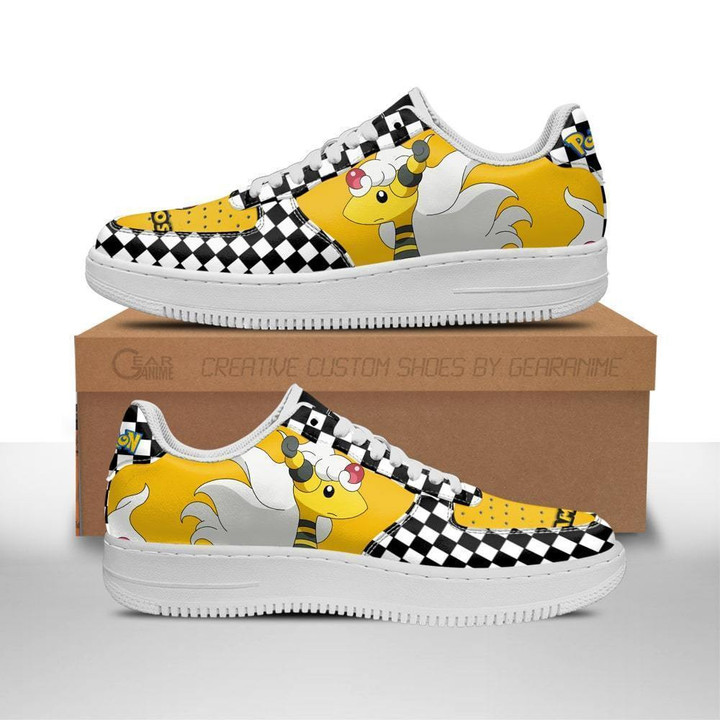 Poke Ampharos Sneakers Checkerboard Custom Pokemon Shoes - 1 - GearAnime