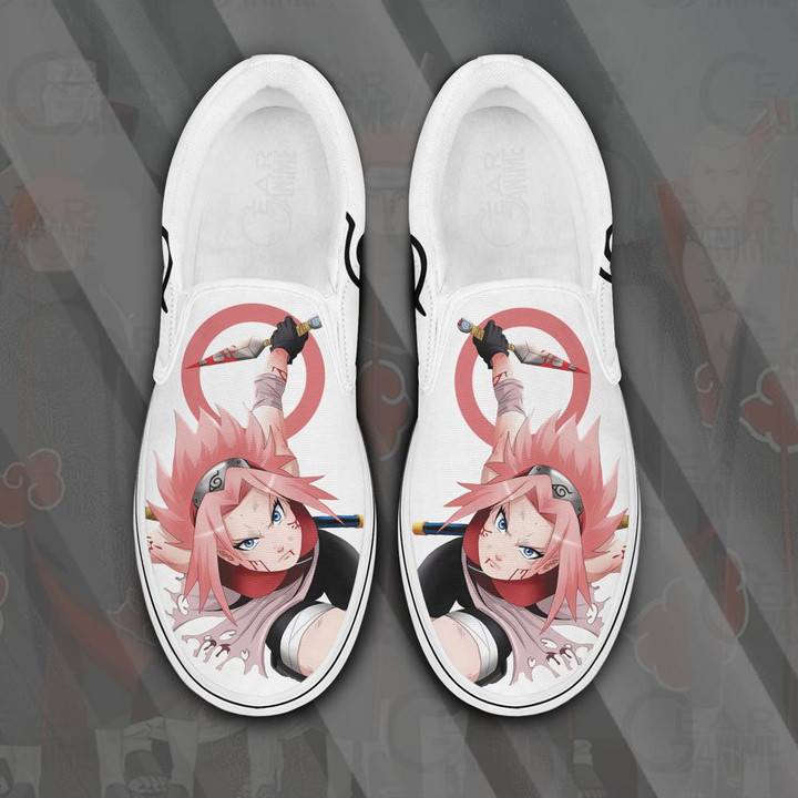 Haruno Sakura Slip On Sneakers Custom Anime Shoes PN12 - 1 - GearAnime