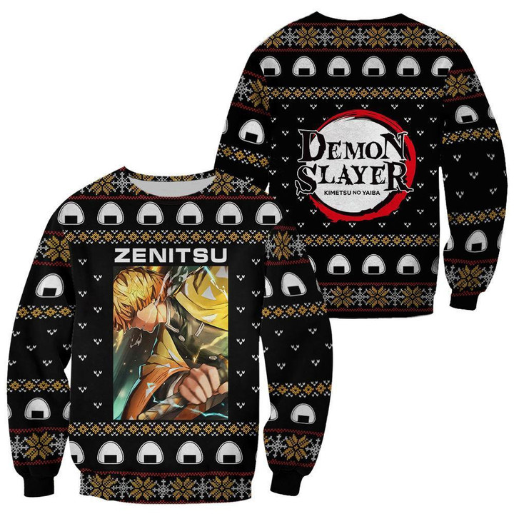 Zenitsu Agatsuma Ugly Christmas Sweater Demon Slayer Anime Custom Xmas Clothes - 1 - GearAnime