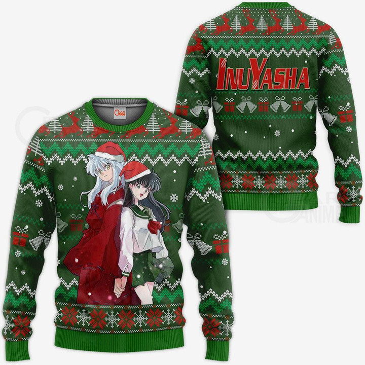 Inuyasha & Kagome Ugly Christmas Sweater Inuyasha Anime Xmas Gift VA11 - 1 - GearAnime