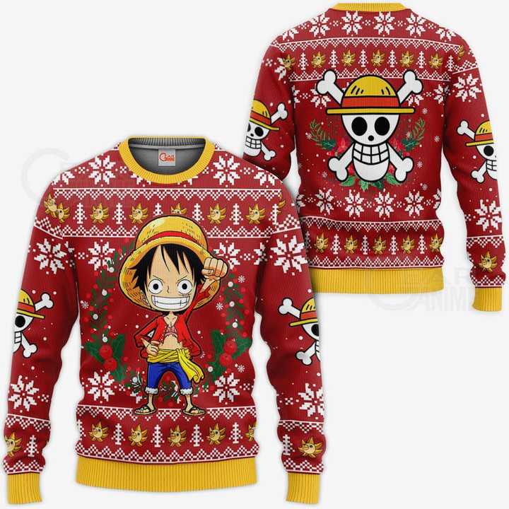 Luffy Ugly Christmas Sweater One Piece Anime Xmas Shirt VA10 - 1 - GearAnime