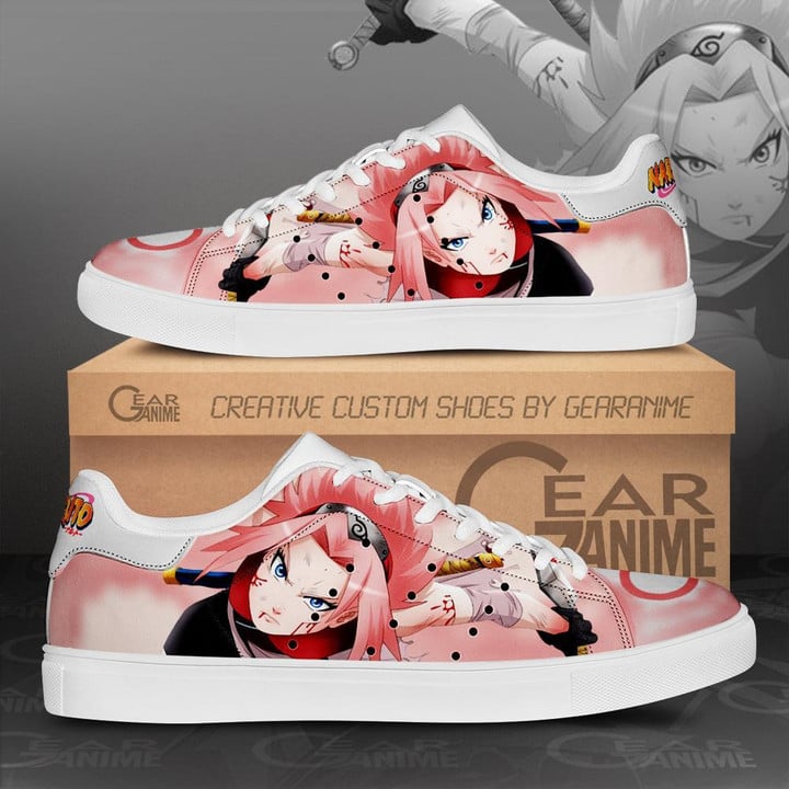 Sakura Haruno Skate Shoes Anime Custom Shoes PN10 - 1 - GearAnime