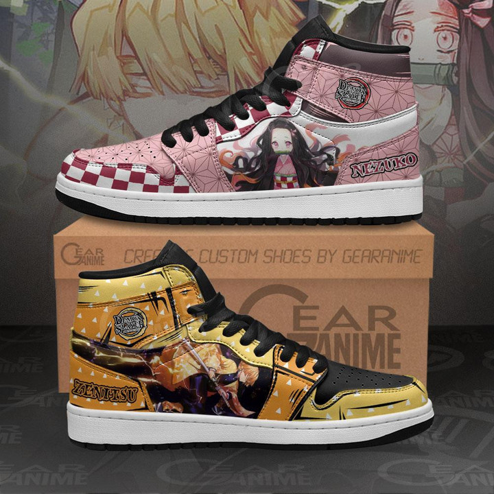 Zenitsu & Nezuko Sneakers Demon Slayer Custom Anime Shoes - 1 - GearAnime
