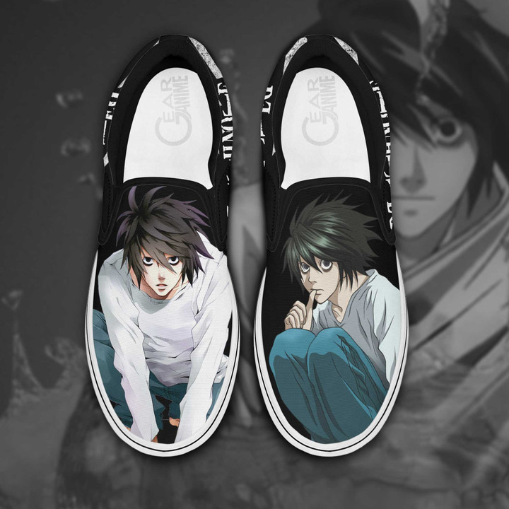 L Lawliet Slip On Sneakers Death Note Custom Anime Shoes - 1 - GearAnime
