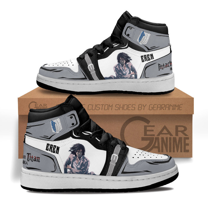 Eren Yeager Kids Sneakers Custom Anime Attack On Titan Kids ShoesGear Anime