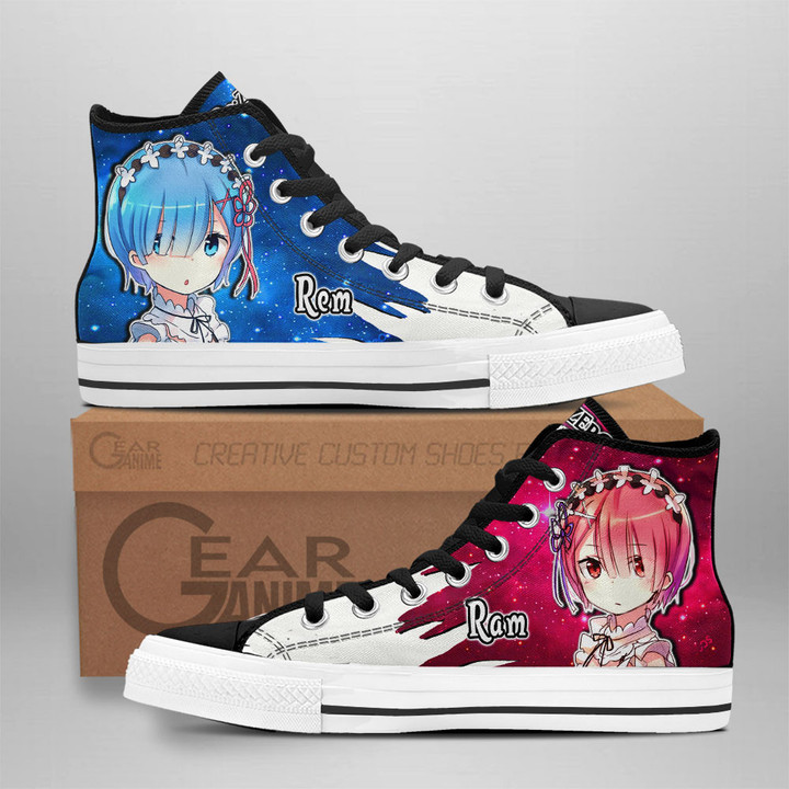 Ram and Rem High Top Shoes Custom Re:Zero Anime Sneakers