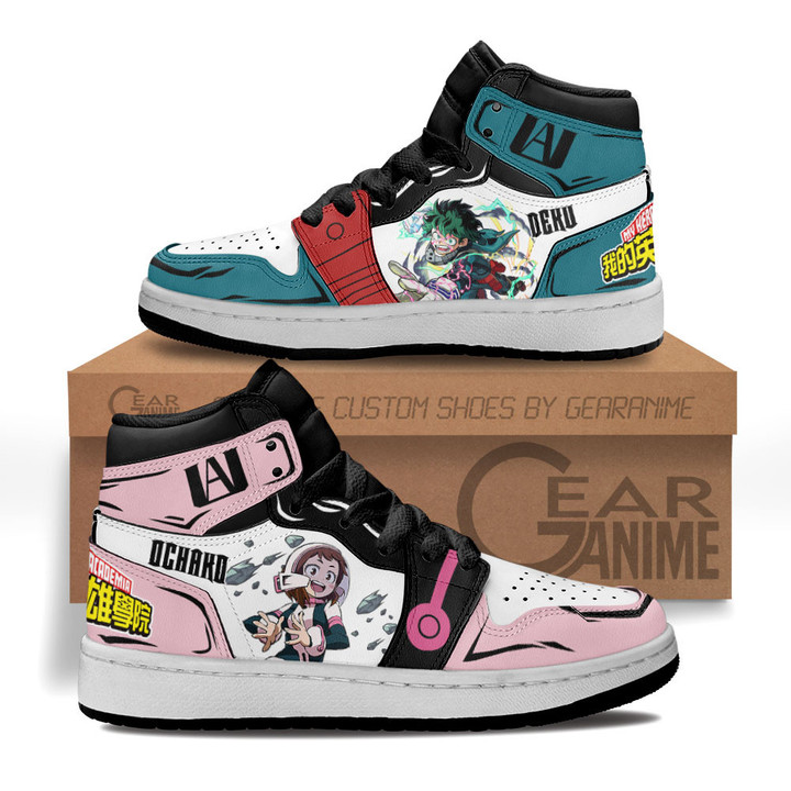 Deku and Ochako Kids Sneakers Custom Anime My Hero Academia Kids ShoesGear Anime
