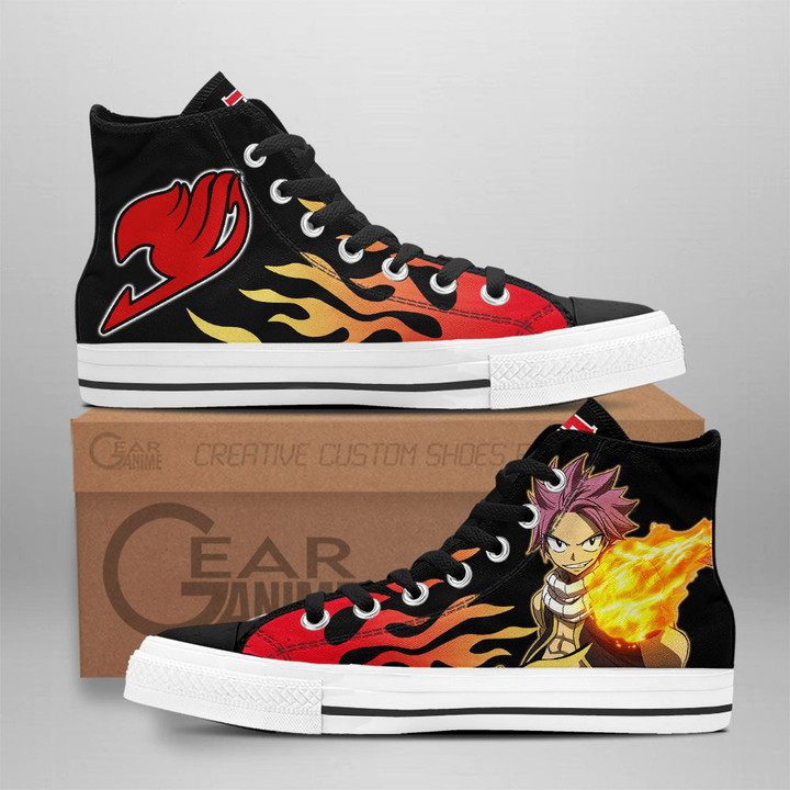 Natsu Dragneel High Top Shoes Custom Fairy Tail Sneakers Flame Style