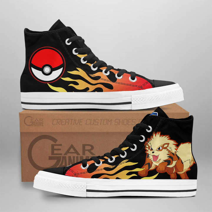 Arcanine High Top Shoes Custom Pokemon Sneakers Flame Style