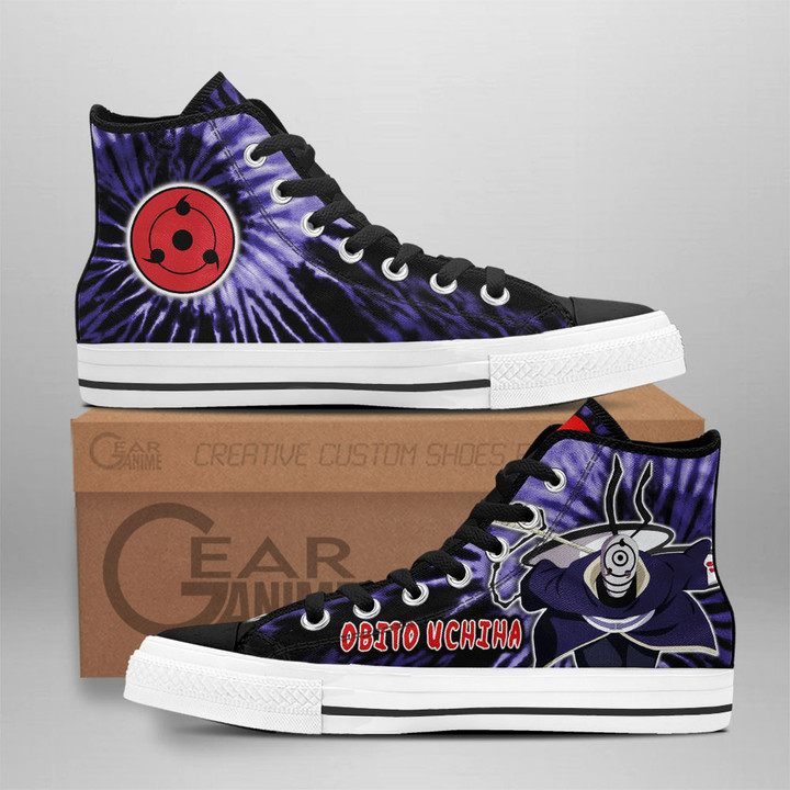 Obito Uchiha High Top Shoes Custom Anime Sneakers Tie Dye Style