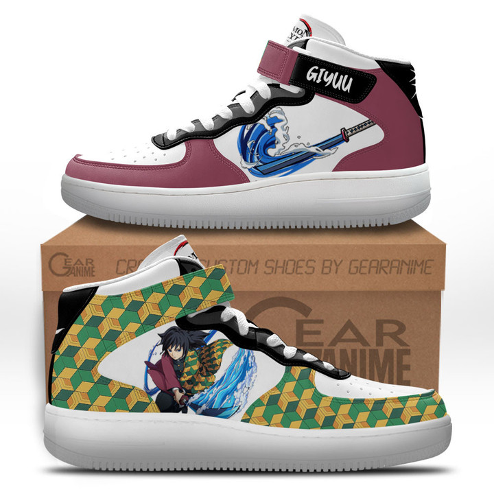 Giyu Tomioka Sneakers Air Mid Custom Anime Demon Slayer ShoesGear Anime
