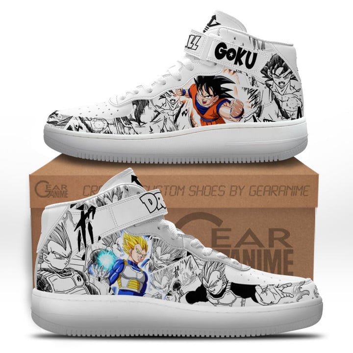 Vegeta and Goku Sneakers Air Mid Dragon Ball Anime Shoes Mix Manga