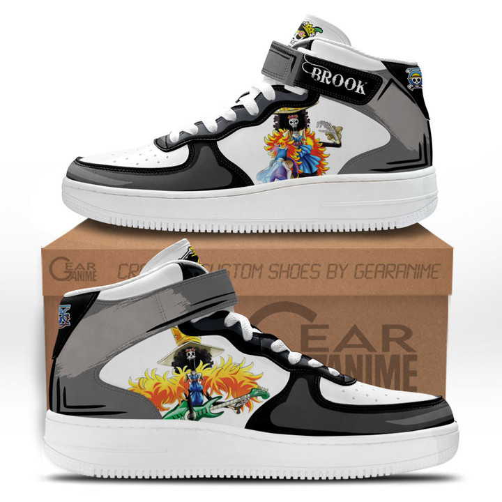 Brook Sneakers Air Mid Custom Anime One Piece Shoes for OtakuGear Anime