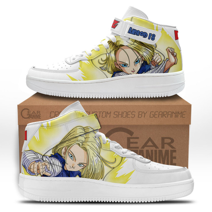 Android 18 Sneakers Air Mid Custom Dragon Ball Anime Shoes for OtakuGear Anime