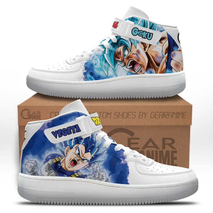Goku and Vegeta Blue Sneakers Air Mid Custom Dragon Ball Anime ShoesGear Anime