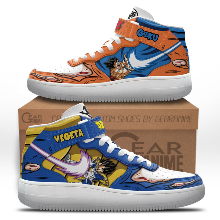 Goku and Vegeta Ki Blast Sneakers Air Mid Custom Dragon Ball Anime Shoes for OtakuGear Anime