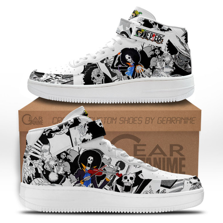 Brook Sneakers Air Mid Custom One Piece Anime Shoes Mix MangaGear Anime