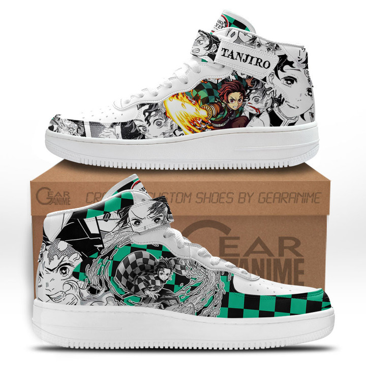 Tanjiro Fire Sneakers Air Mid Demon Slayer Anime Shoes Mix MangaGear Anime