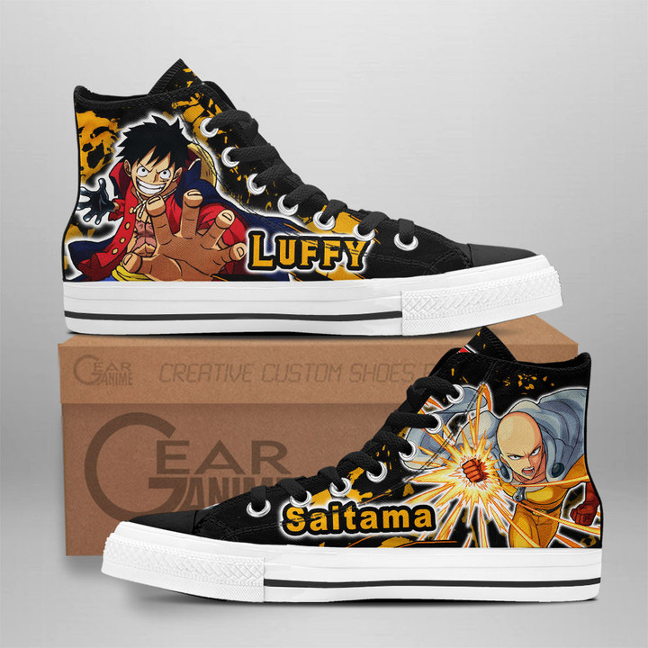Saitama and Luffy High Top Shoes Custom Anime Sneakers