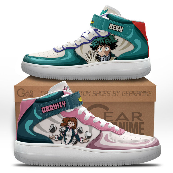 Izuku and Ochako Sneakers Air Mid Custom My Hero Academia Anime ShoesGear Anime