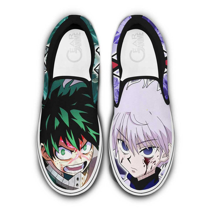 Killua and Deku Slip-On Shoes Canvas Custom Anime Shoes