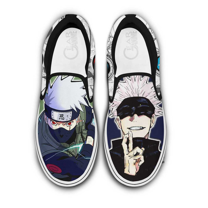 Kakashi Hatake and Satoru Gojo Slip-On Shoes Canvas Custom Anime Shoes