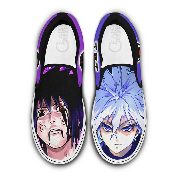 Killua and Sasuke Uchiha Slip-On Shoes Canvas Custom Anime Shoes