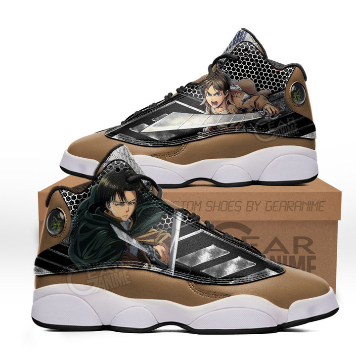 Eren Yeager and Levi Ackerman JD13 Sneakers Attack On Titan Custom Anime ShoesGear Anime