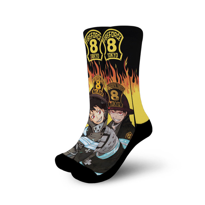 Shinra Kusakabe Socks Fire Force Custom Anime Socks Flames Style