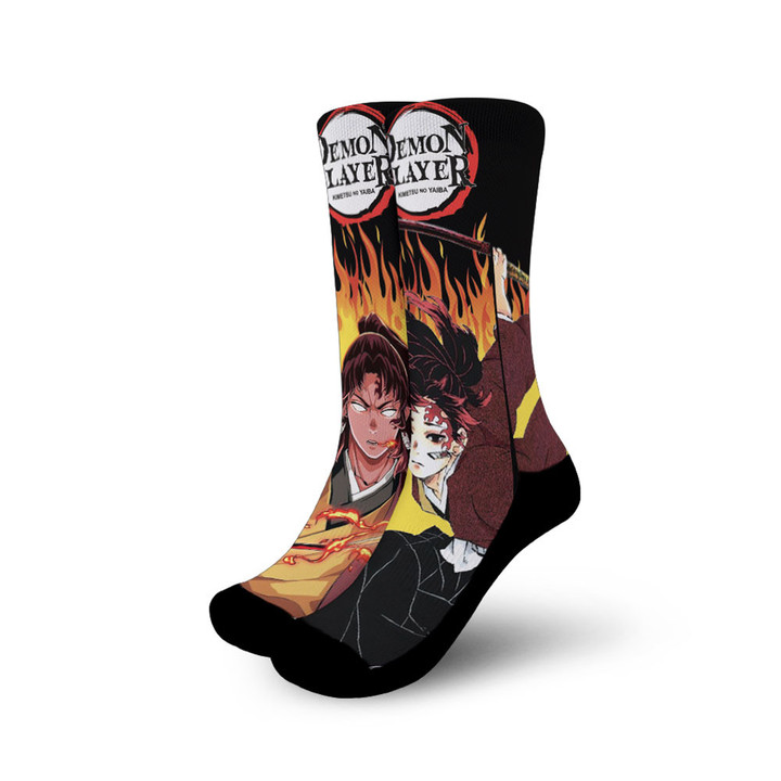 Yoriichi Tsugikuni Socks Demon Slayer Custom Anime Socks Flames Style