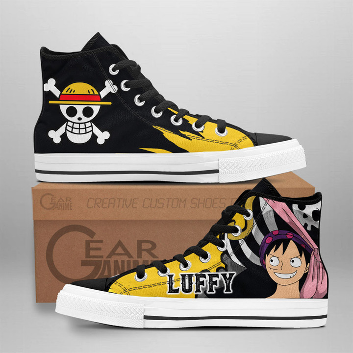 Luffy High Top Shoes One Piece Red Custom Anime Sneakers Gear Anime