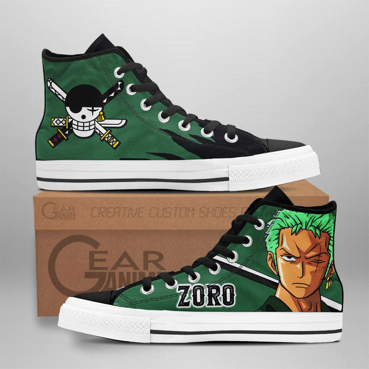 Zoro High Top Shoes One Piece Red Custom Anime Sneakers Gear Anime