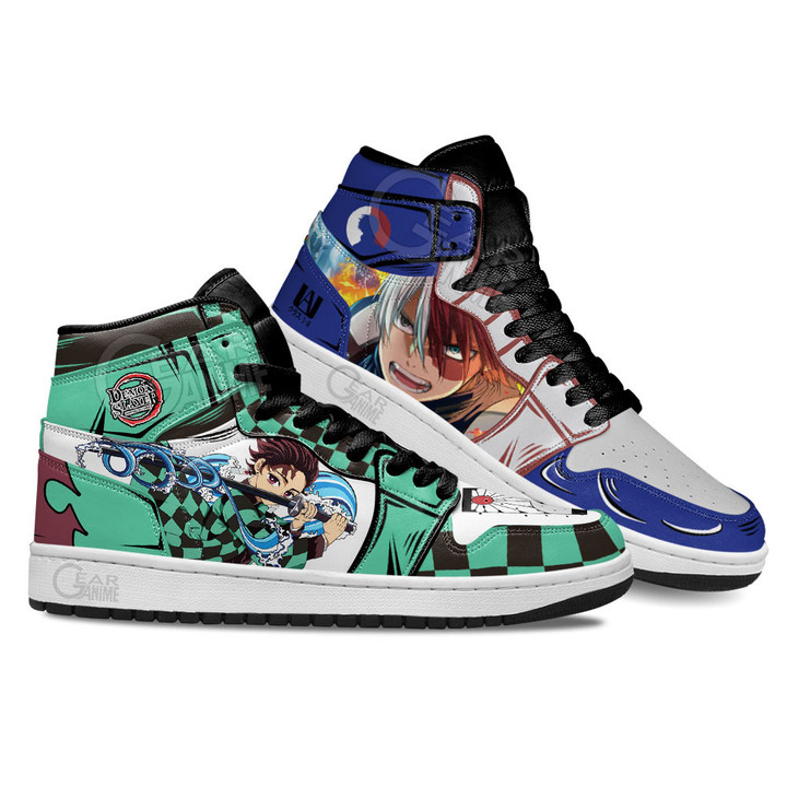 Tanjiro and Shoto Todoroki Shoes Custom For Anime Fans Gear Anime