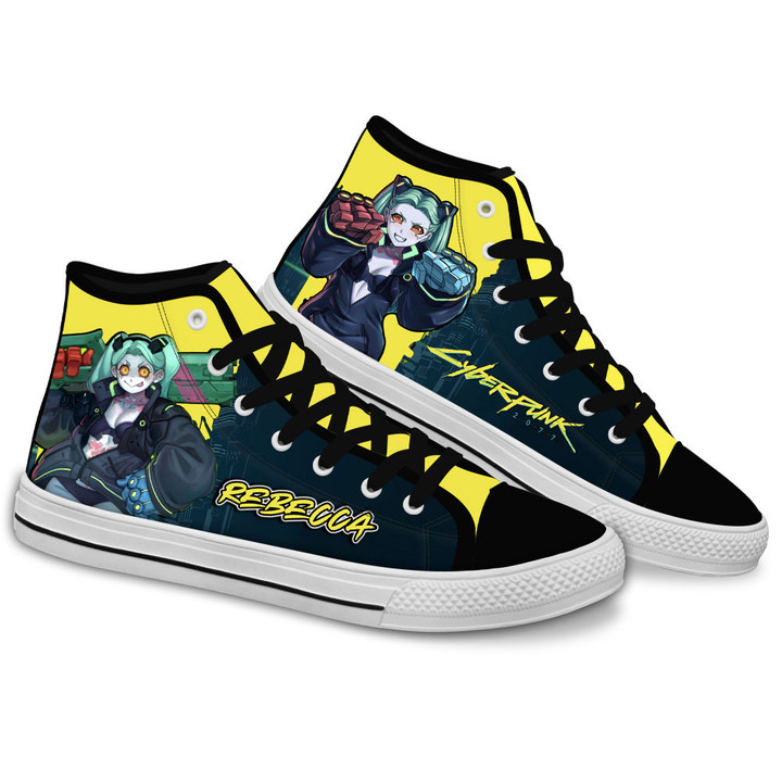 Cyberpunk Rebecca Custom High Top Shoes For Anime Fans Gear Anime