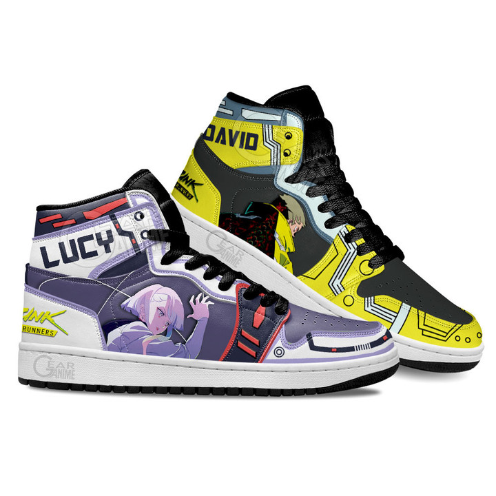 Cyberpunk David Martinez and Lucy Shoes Custom For Anime Fans Gear Anime