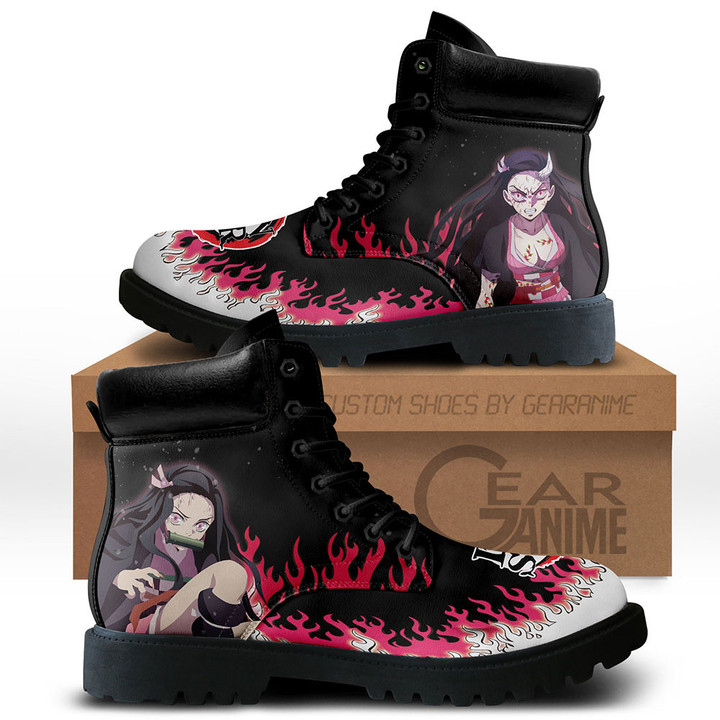 Demon Slayer Nezuko Demon Boots Custom Anime Shoes Perfect Gift Idea For Fans
