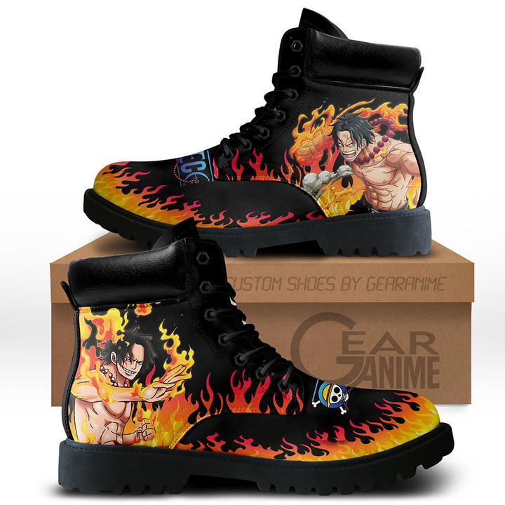 One Piece Ace Boots Custom Anime Shoes