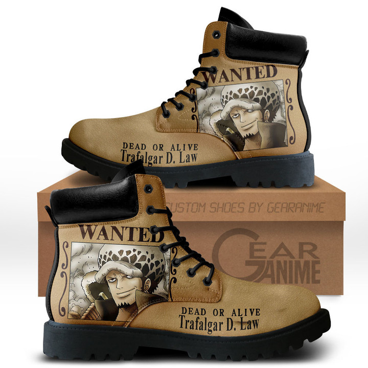 One Piece Law Wanted Boots Custom Anime Shoes