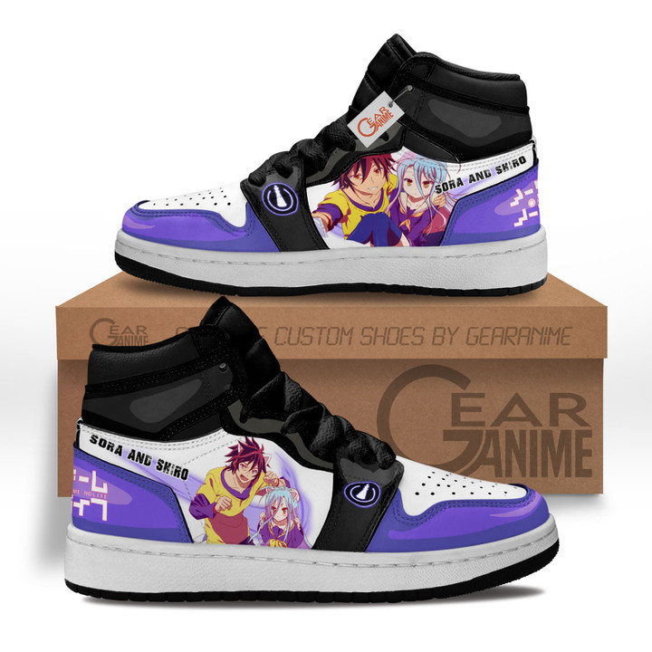 Sora and Shiro Anime Kids Sneakers Custom Shoes MV3001 Gear Anime