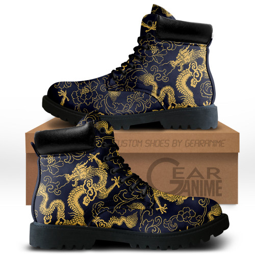 Japan Golden Dragon Boots Anime Custom Shoes PT1508