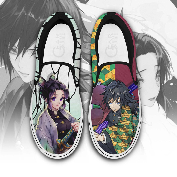 Giyuu And Shinobu Slip On Sneakers Demon Slayer Custom Anime Shoes - 1 - GearAnime