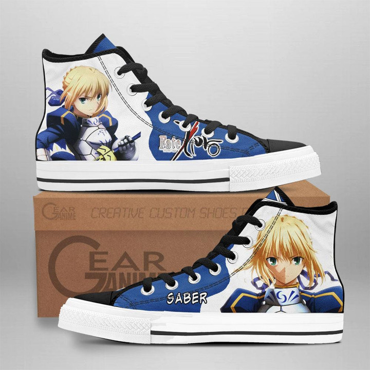 Fate Zero Saber High Top Shoes Custom Anime Sneakers - 1 - GearAnime