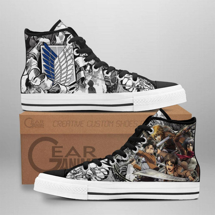AOT Scout Squad High Top Shoes Custom Anime Attack On Titan Sneakers - 1 - GearAnime