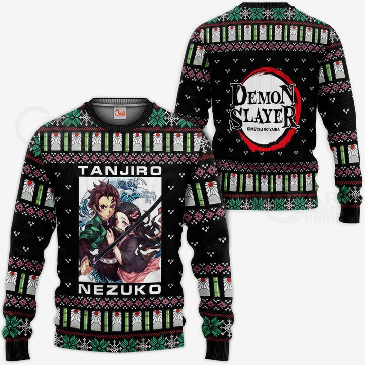 Tanjiro And Nezuko Ugly Sweater Christmas Demon Slayer Anime Gift VA10 - 1 - GearAnime