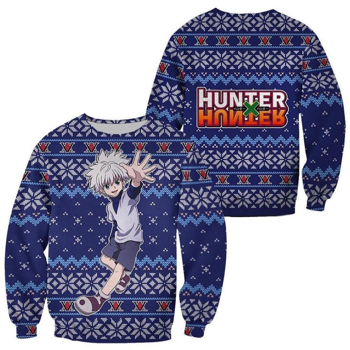 Killua Ugly Christmas Sweater Hunter X Hunter Anime Xmas Gift Custom Clothes - 1 - GearAnime