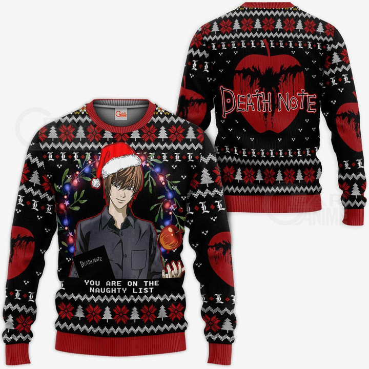 Light Yagami Ugly Christmas Sweater Death Note Anime Xmas Gift VA11 - 1 - GearAnime