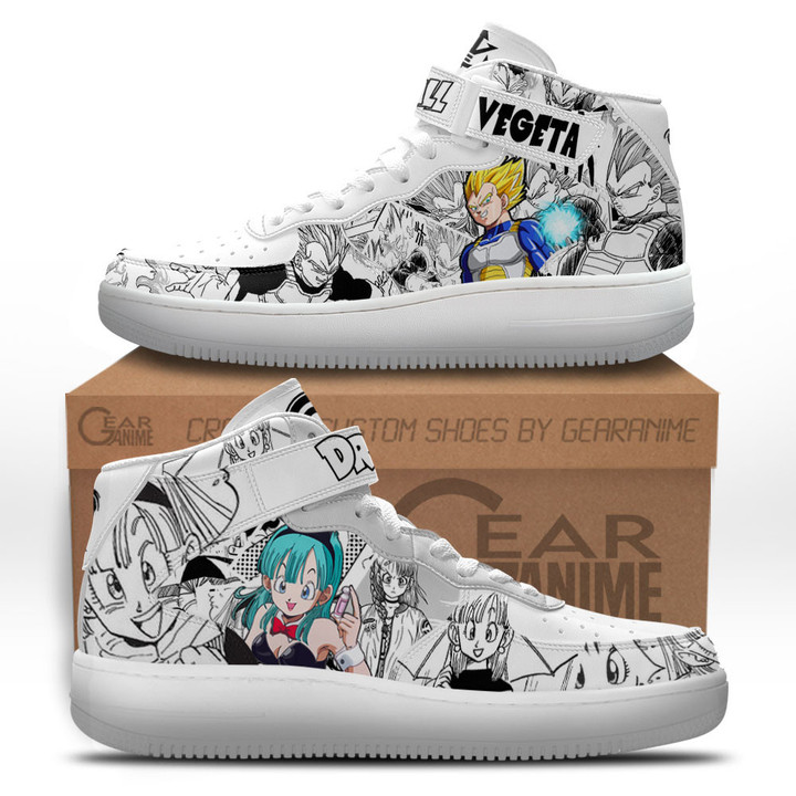Vegeta and Bulma Sneakers Air Mid Custom Dragon Ball Anime Shoes Mix MangaGear Anime