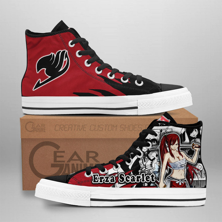 Erza Scarlet High Top Shoes Custom Fairy Tail Anime Sneakers Mix Manga