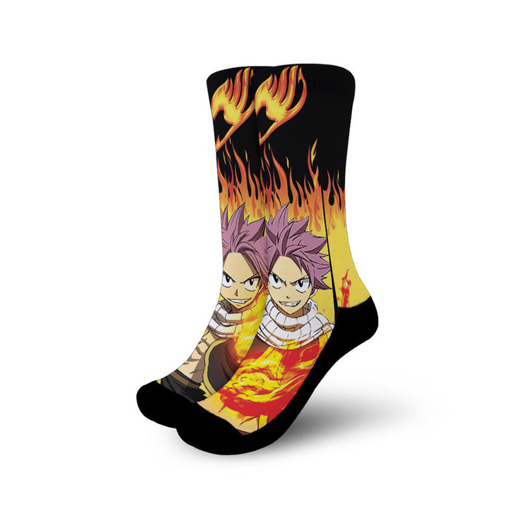 Natsu Dragneel Socks Fairy Tail Custom Anime Socks Flames Style